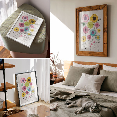 Arte de parede Flores coloridas em estilo moderno e alegres