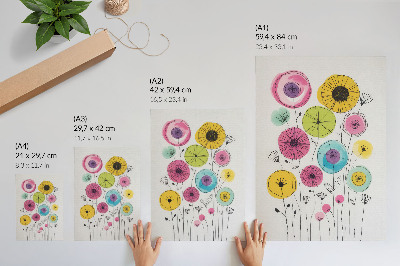 Arte de parede Flores coloridas em estilo moderno e alegres