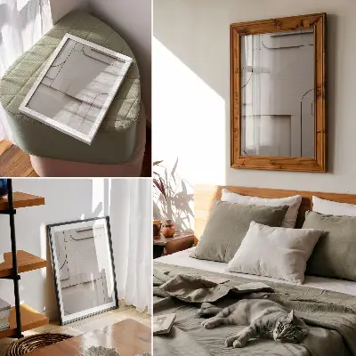 Impressão em tela com formas geométricas em uma composição moderna e elegante