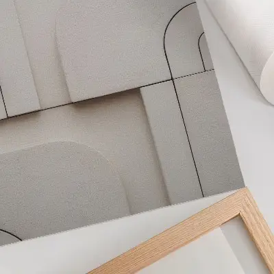 Impressão em tela com formas geométricas em uma composição moderna e elegante
