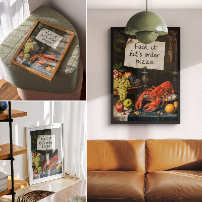 Poster decorativo Cores ecléticas, inscrição de lagosta bem-humorada