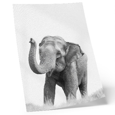 Arte de parede Elefante monocromático com tromba erguida