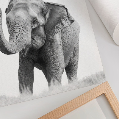 Arte de parede Elefante monocromático com tromba erguida