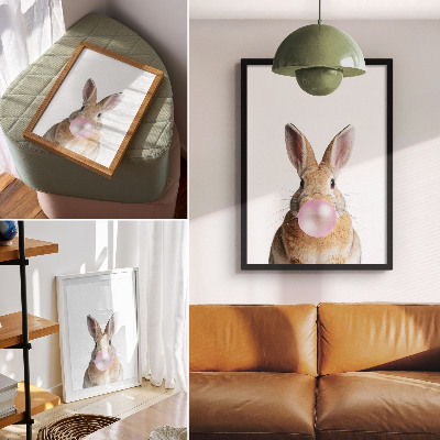 Poster para cozinha Coelhos, animais, chiclete rosa