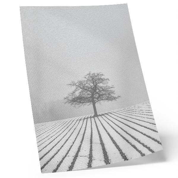 Impressão em tela Árvore na neve, paisagem invernal minimalista