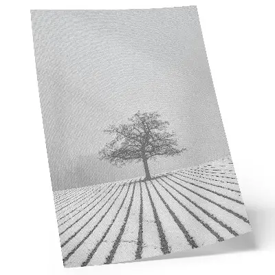 Impressão em tela árvore na neve com paisagem invernal minimalista