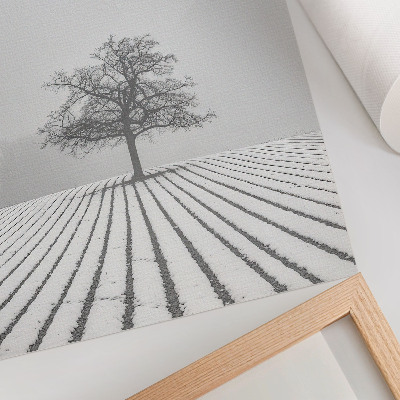 Impressão em tela Árvore na neve, paisagem invernal minimalista