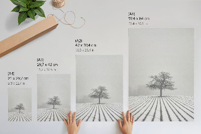 Impressão em tela Árvore na neve, paisagem invernal minimalista