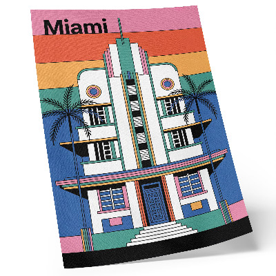 Poster decorativo Art déco, cores tropicais, palmeiras, energia Miami