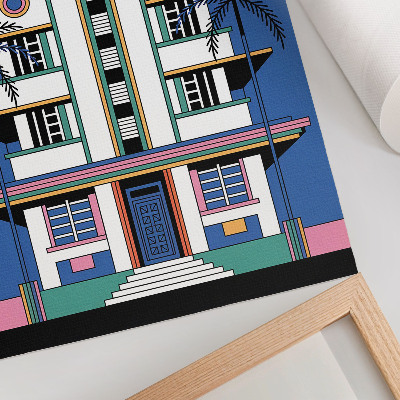 Poster decorativo Art déco, cores tropicais, palmeiras, energia Miami