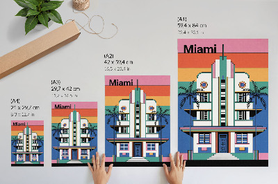 Poster decorativo Art déco, cores tropicais, palmeiras, energia Miami