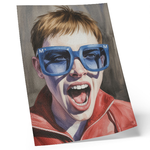 Arte de parede Retrato de uma pessoa usando óculos, cores vibrantes, emoções
