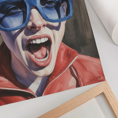 Arte de parede Retrato de uma pessoa usando óculos, cores vibrantes, emoções