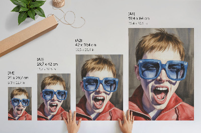 Arte de parede Retrato de uma pessoa usando óculos, cores vibrantes, emoções