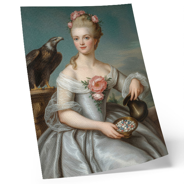 Poster decorativo Retrato de uma mulher com uma águia em um fundo natural.
