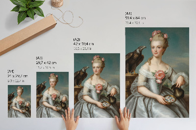 Poster decorativo Retrato de uma mulher com uma águia em um fundo natural.