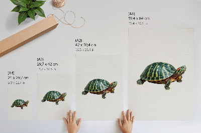Arte de parede Tartaruga Verde com Detalhes de Harmonia com a Natureza