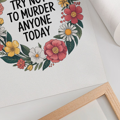 Impressão em tela Uma coroa de flores com uma inscrição engraçada.