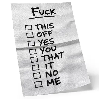 Arte de parede texto preto sobre fundo branco com lista de opções