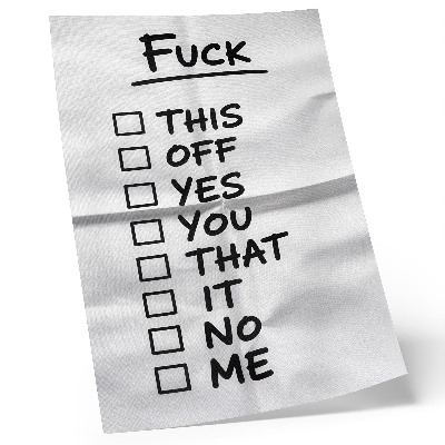 Arte de parede Texto preto sobre fundo branco com uma lista de opções