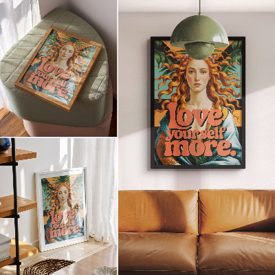 Impressão em tela Mulher deixa letras contrastantes