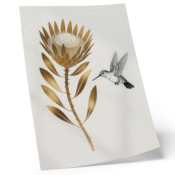 Poster para cozinha Um motivo de beija-flor e flor em um tom moderno.