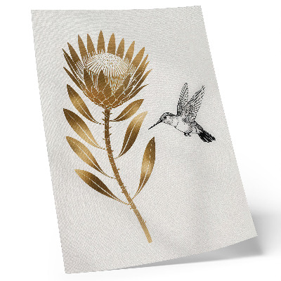 Poster para cozinha Um motivo de beija-flor e flor em um tom moderno.