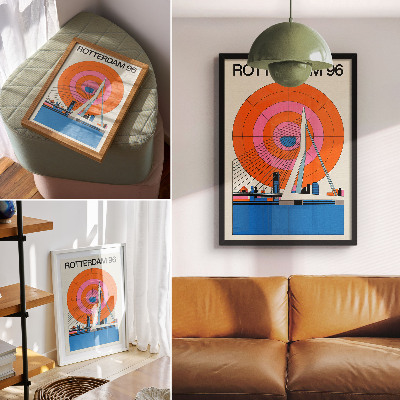 Poster decorativo Ponte e cidade em padrões geométricos