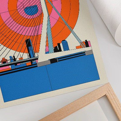 Poster decorativo Ponte e cidade em padrões geométricos