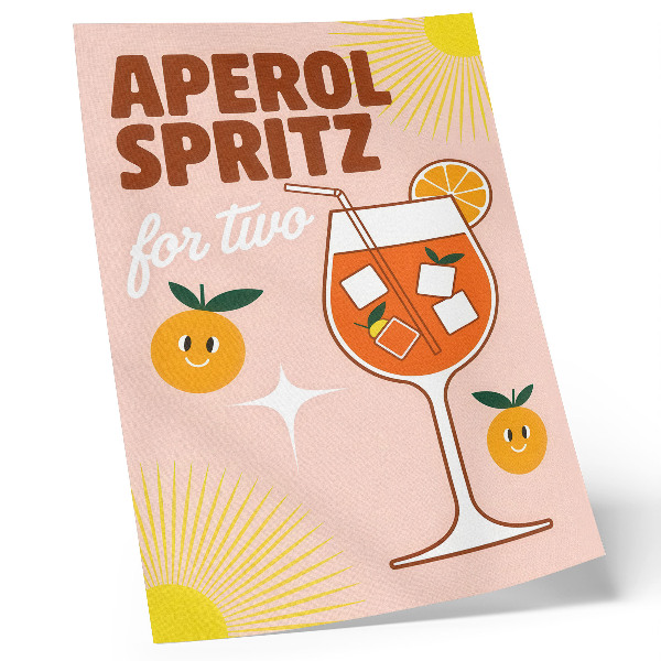Poster para cozinha Letras de frutas sorridentes em amarelo laranja