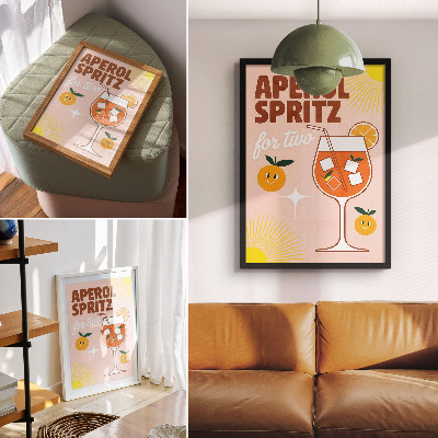 Poster para cozinha Letras de frutas sorridentes em amarelo laranja