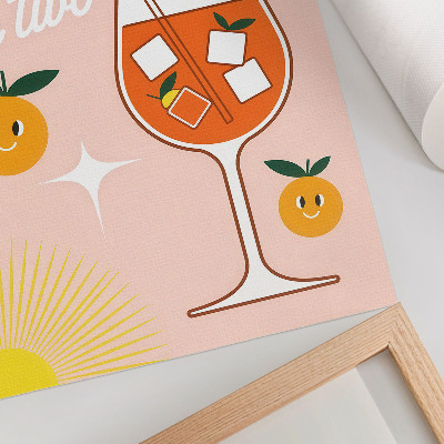 Poster para cozinha Letras de frutas sorridentes em amarelo laranja