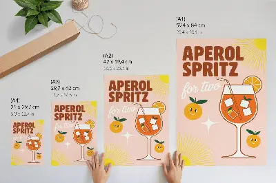 Poster para cozinha com letras de frutas sorridentes em amarelo e laranja