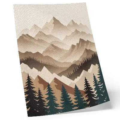Arte de parede montanhas e árvores em harmonia com a natureza e sombras tranquilas
