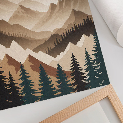 Arte de parede Montanhas e árvores em harmonia com a natureza, sombras tranquilas