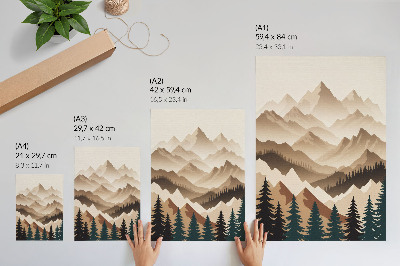 Arte de parede Montanhas e árvores em harmonia com a natureza, sombras tranquilas