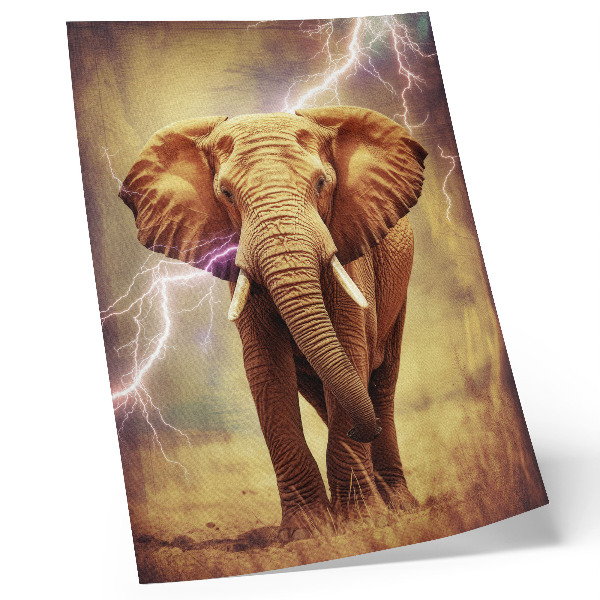 Poster para cozinha Elefante com cenário dinâmico de relâmpagos