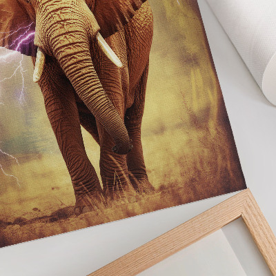 Poster para cozinha Elefante com cenário dinâmico de relâmpagos