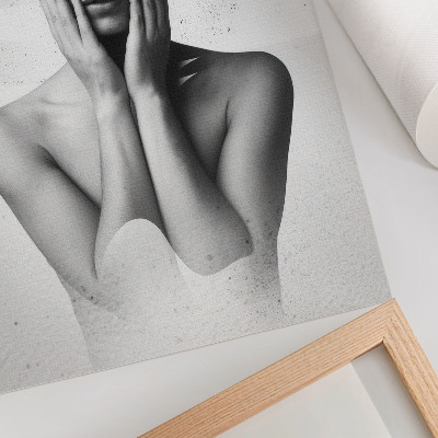 Poster decorativo Retrato em preto e branco com padrões abstratos