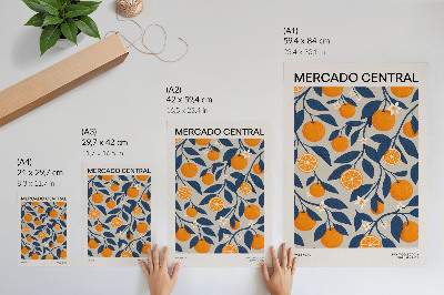 Poster decorativo Fundo cinza alaranjado com folhas escuras em estilo moderno.