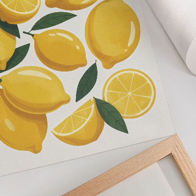 Impressão em tela Limões dourados, folhas verdes, fundo brilhante, sem movimento.