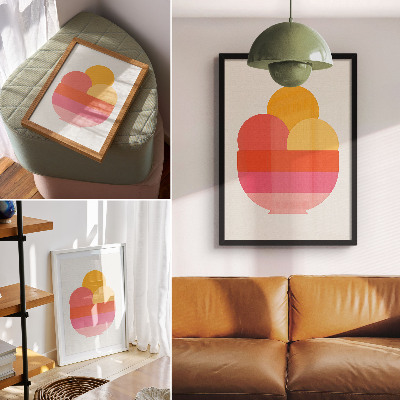 Arte de parede Círculos vibrantes em uma tigela, estilo minimalista
