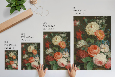 Poster decorativo Flores coloridas em um estilo clássico de pintura