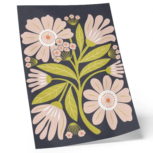 Poster decorativo com motivos florais retrô