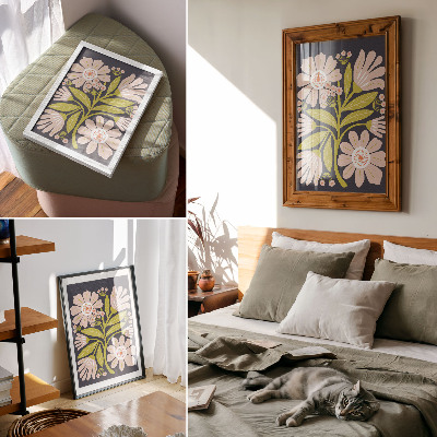 Poster decorativo Motivos florais retrô sem complicações.