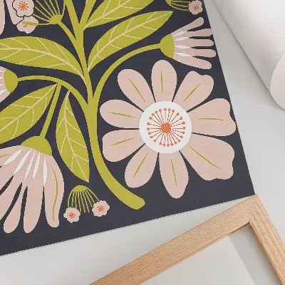 Poster decorativo com motivos florais retrô