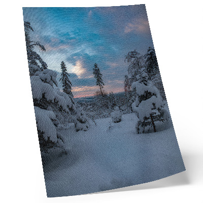 Arte de parede Árvores cobertas de neve, paisagem pitoresca, céu