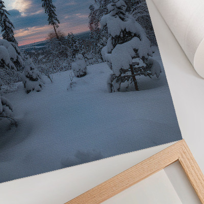 Arte de parede Árvores cobertas de neve, paisagem pitoresca, céu