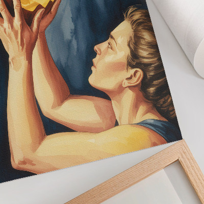 Poster para cozinha Abóbora laranja, fundo azul escuro, surrealismo