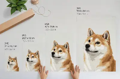 Arte de parede cão distinto em tons de bege e creme, minimalista